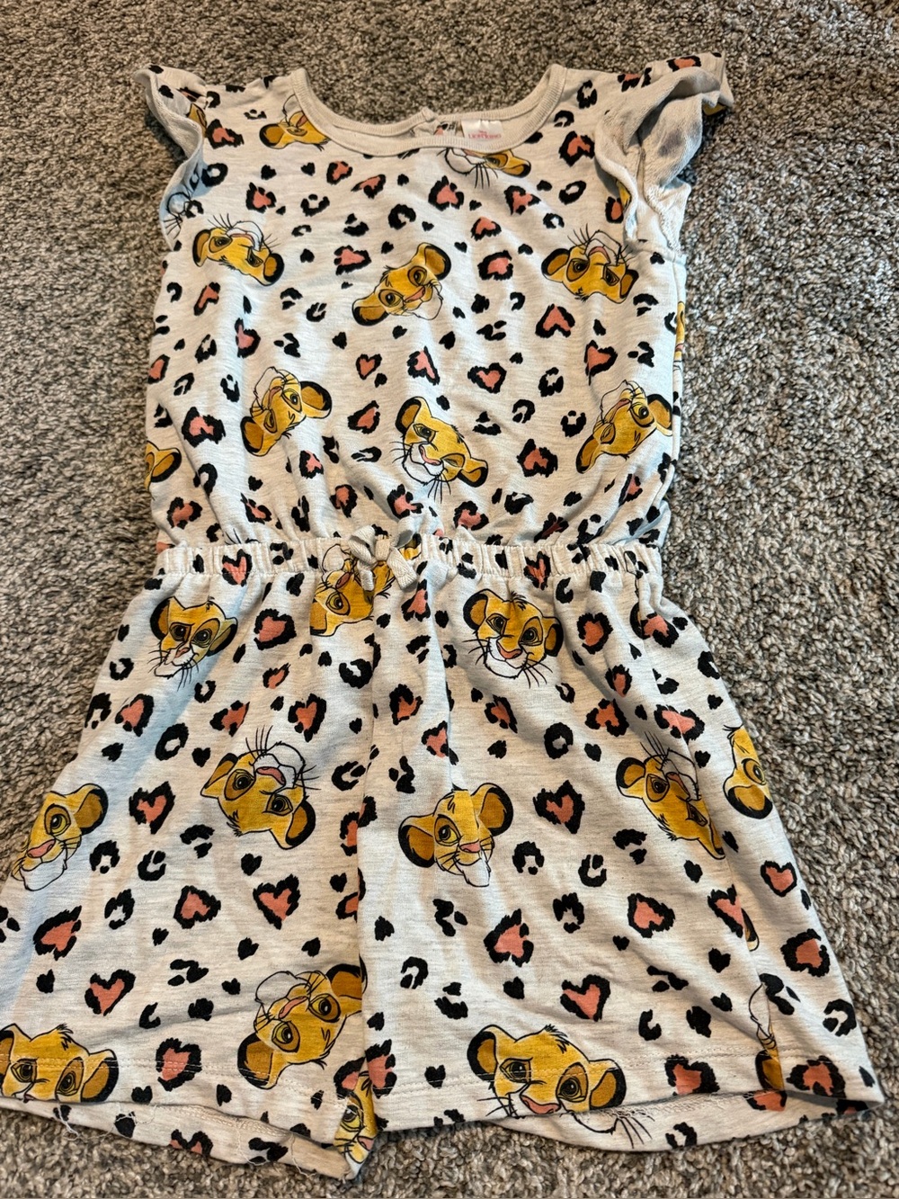 Disney The Lion King Simba Girls Romper Leopard Print Ruffle Size 7/8